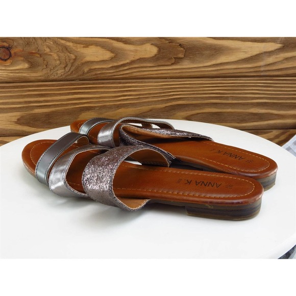 Anna K. Size 41 M Women Sandal Slide Silver‎ Synthetic - Picture 8 of 10